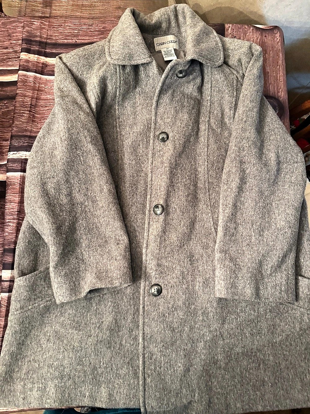 Cabin Creek Wool-Blend Pea Coat Gray Size 18W